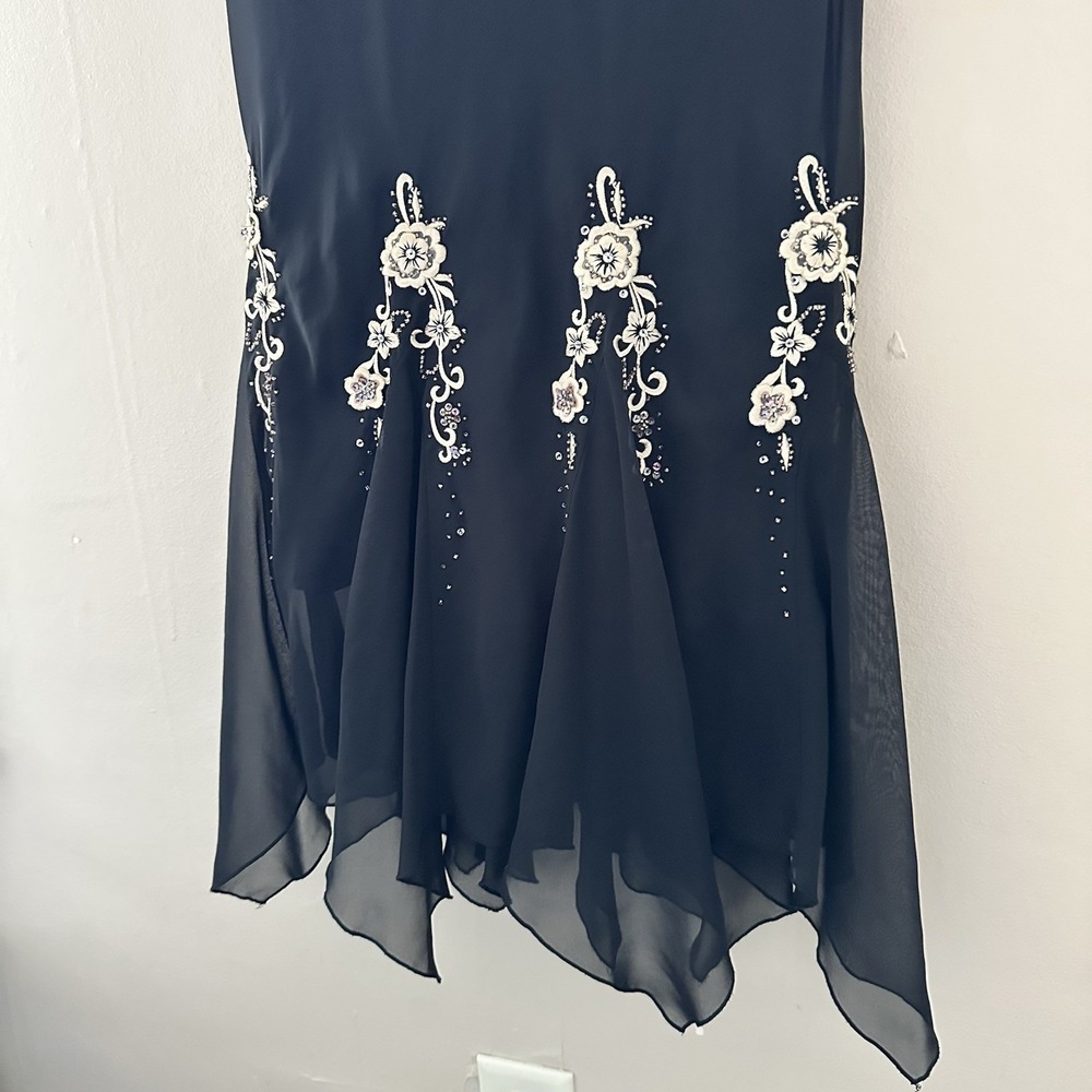 VTG SL Fashions Womens Y2K Midi Dress Size 8 Black Whimisgoth Forest Fairy Boho - Picture 3 of 10